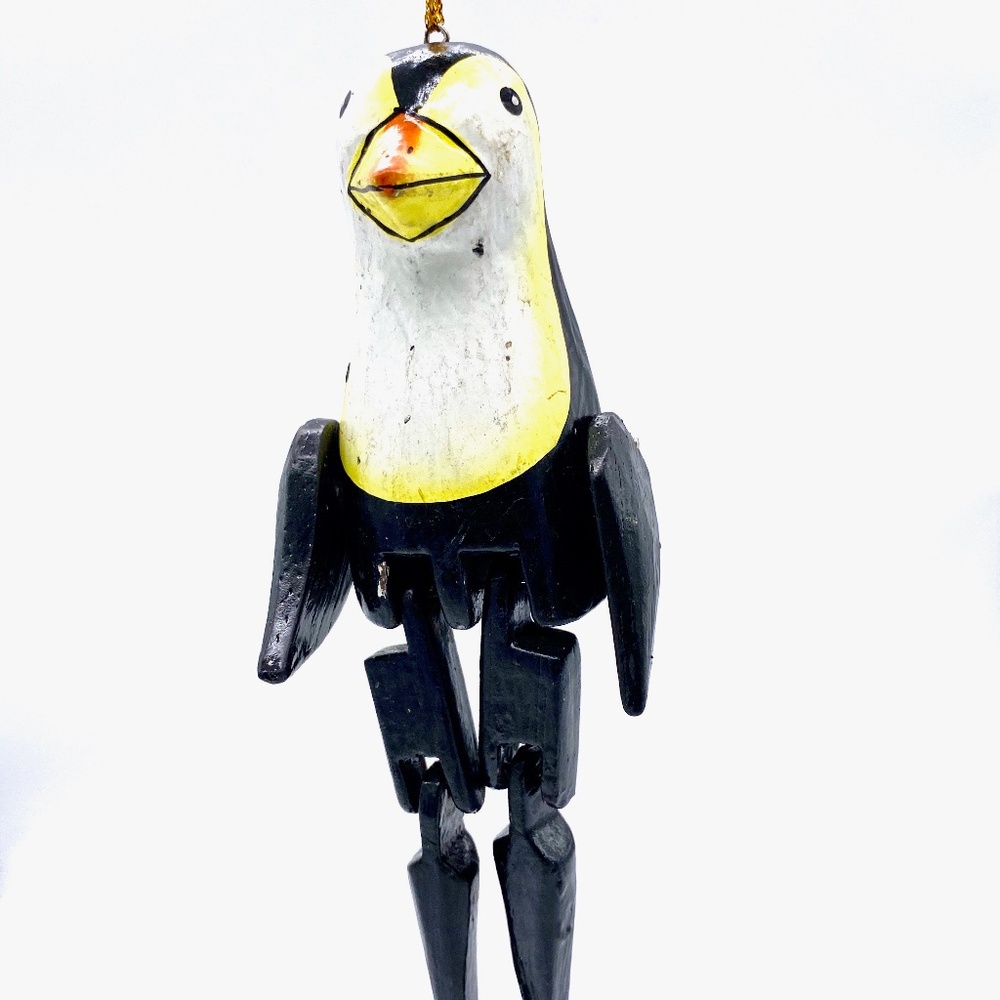 Hand Carved and hand Painted Penguin/Puffin Christmas Ornament